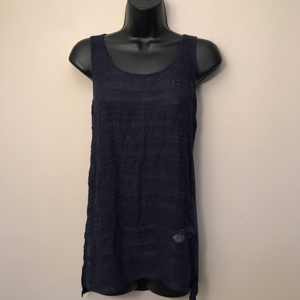 🔥LUCKY BRAND: Navy Sheer Sleeveless Top!